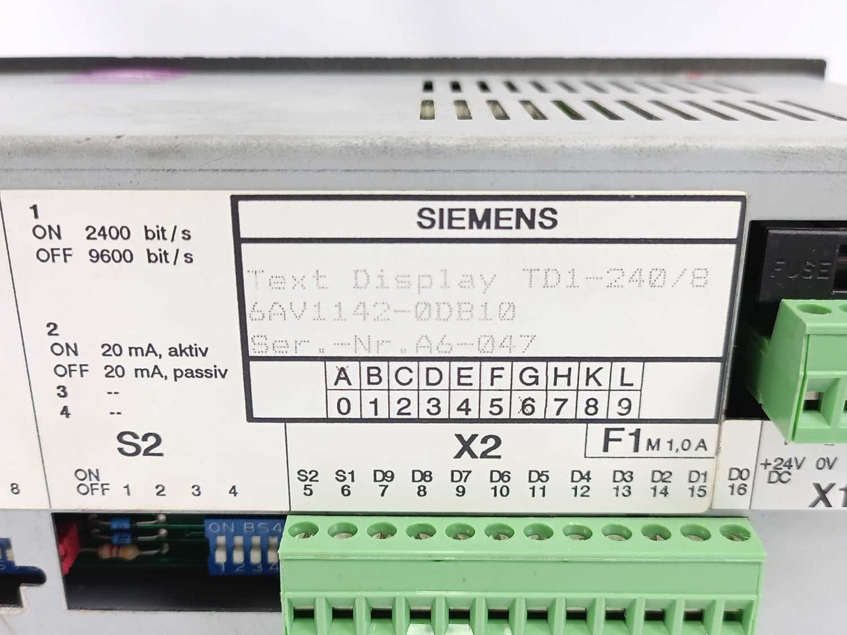 Siemens 6AV1142-0DB10 Text Display TD1-240/8
