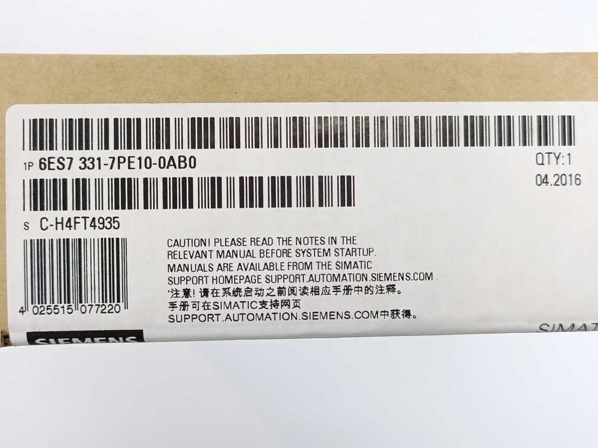 Siemens 6ES7331-7PE10-0AB0 SIMATIC S7-300 Analog Input Module SM 331