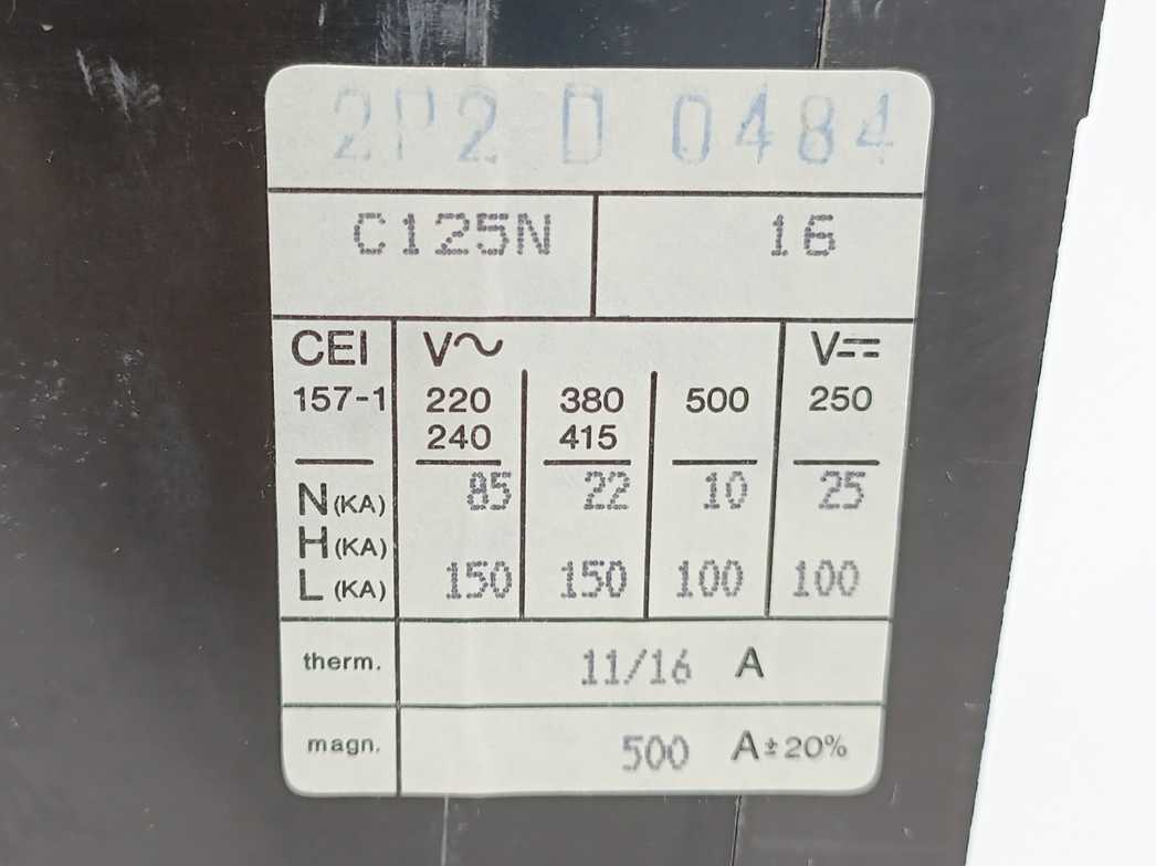 Merlin Gerin C125N Circuit Breaker 22kA 16A 2 Poles