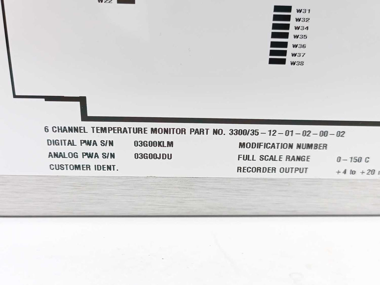BENTLY NEVADA 3300/35-12-01-02-00-02 6 Channel Temperature Monitor