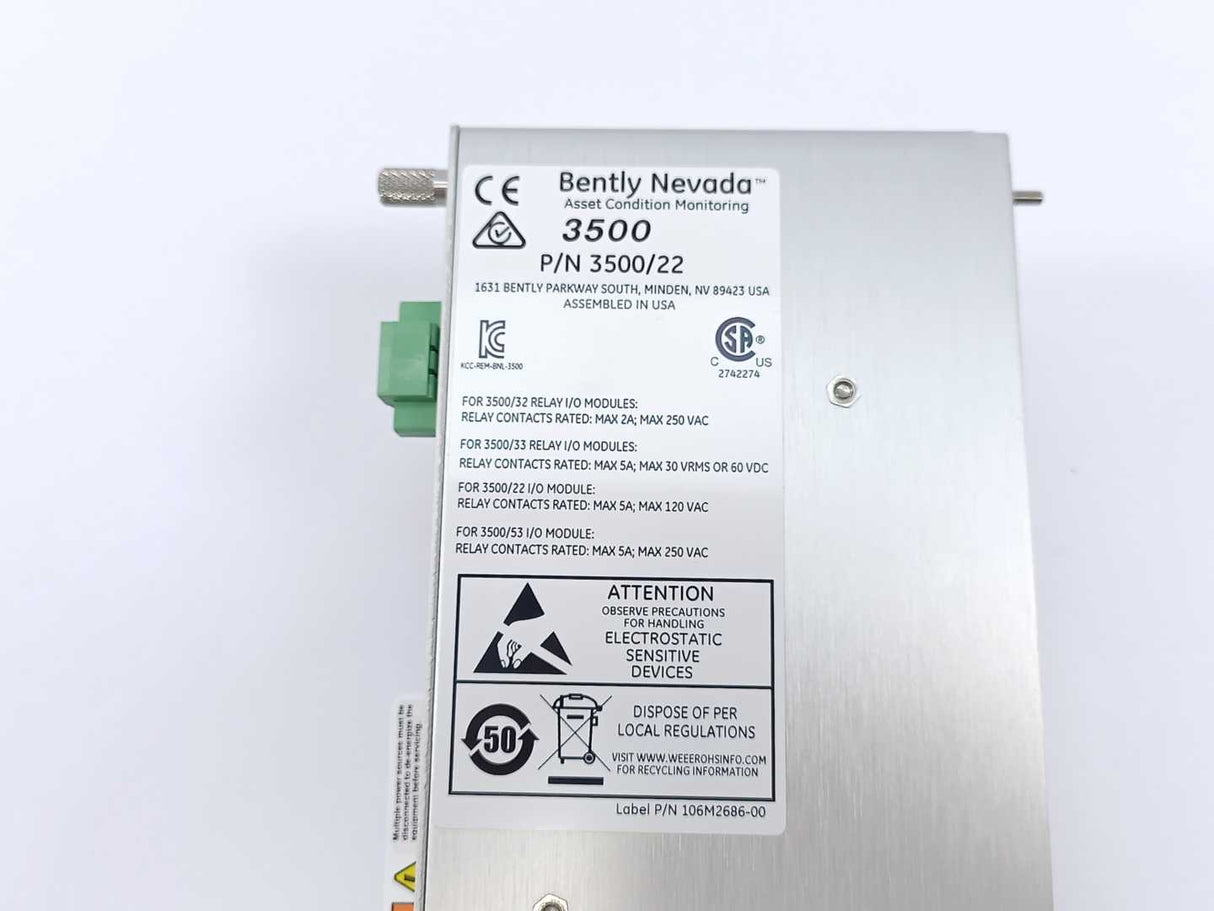 BENTLY NEVADA 146031-01 Transient Data Interface I/O Module 3500/22