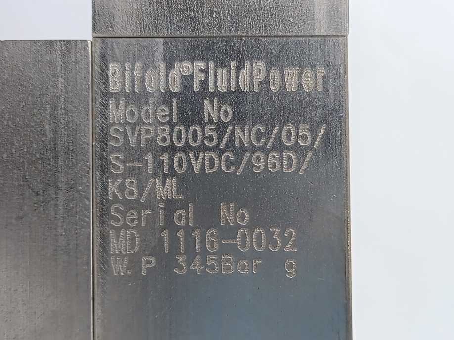 Bifold-Fluidpower SV8001/NC/05/S-110VDC/96D W: SVP8005/NC/05/S-110VDC/96D/K8/ML