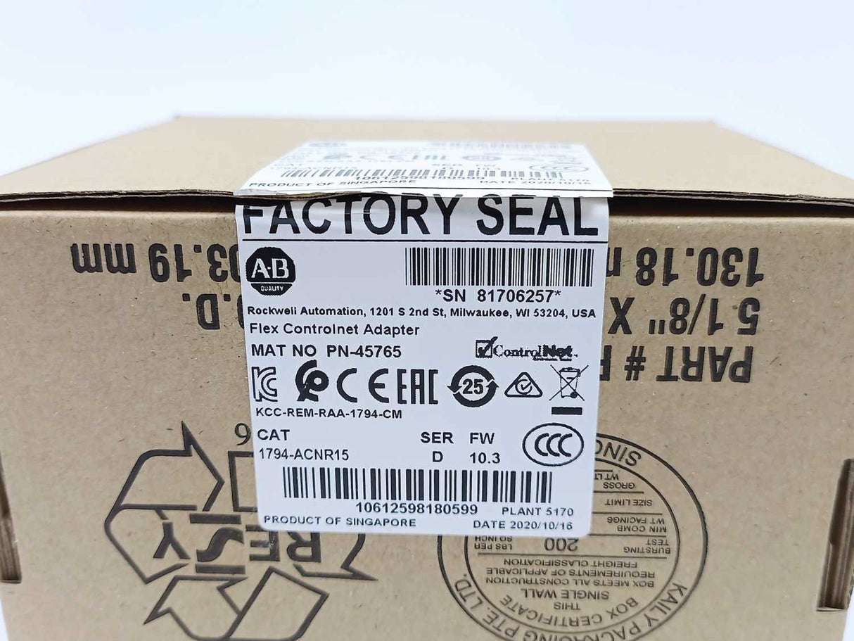 AB 1794-ACNR15 Ser. D FW 10.3 Flex Controlnet Adapter
