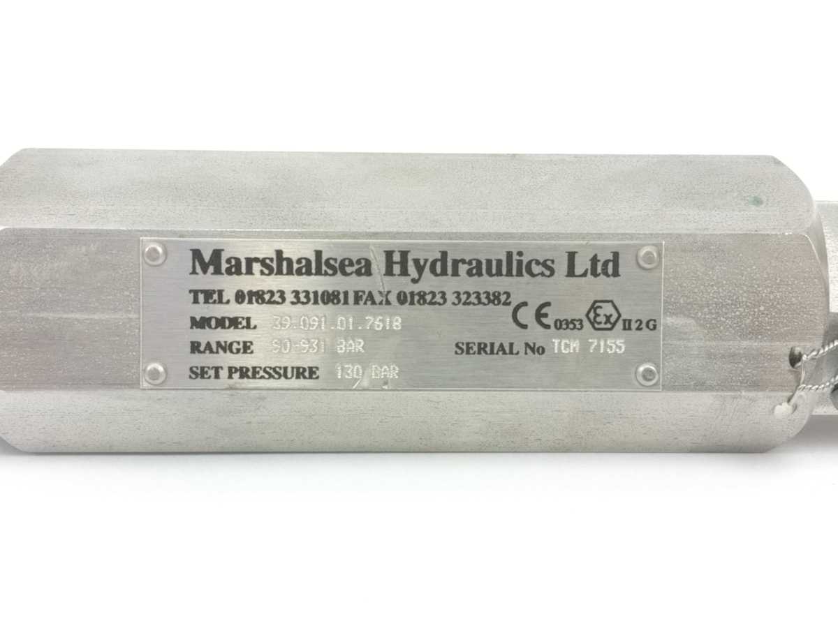 Marshalsea Hydraulics 39.091.01.7618 Inline Hydraulic Pressure Relief Valve