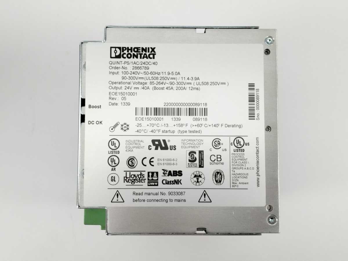Pheonix Contact 2866789 QUINT-PS/1AC/24DC/40 - 24VDC 40A Power supply