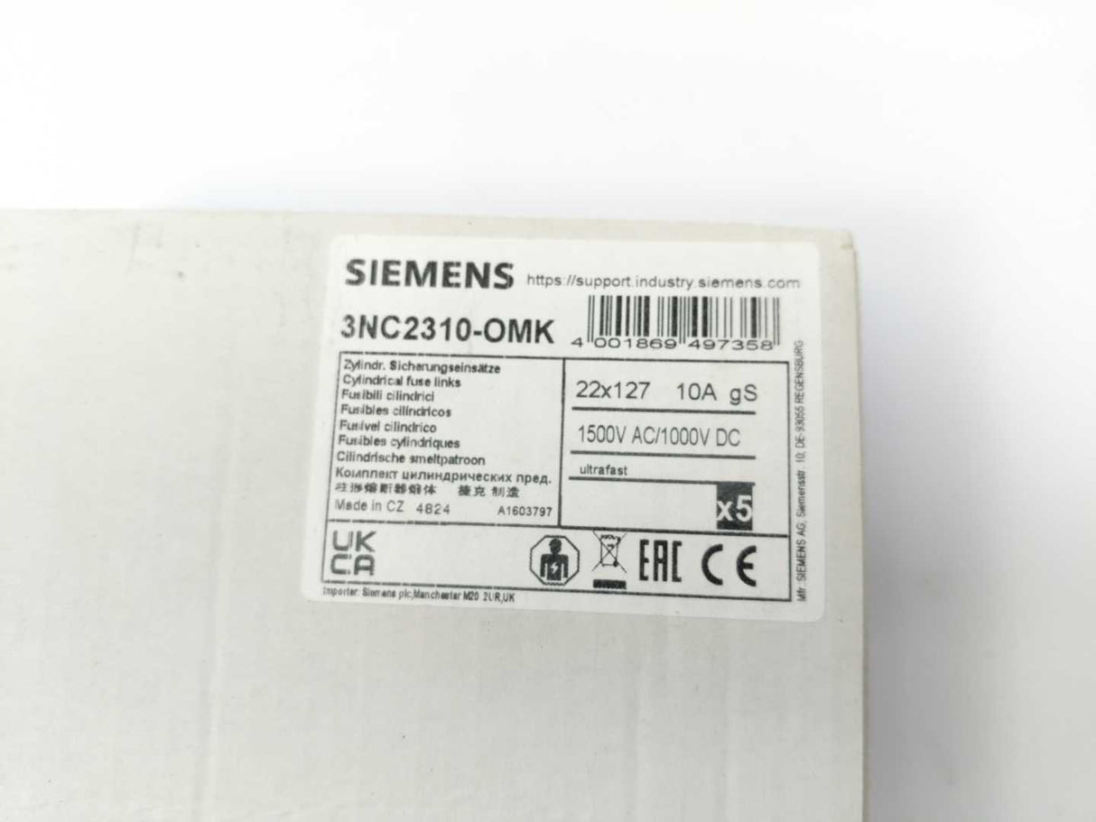 Siemens 3NC2310-0MK Cylindrical Fuse Links Batch 4pcs.