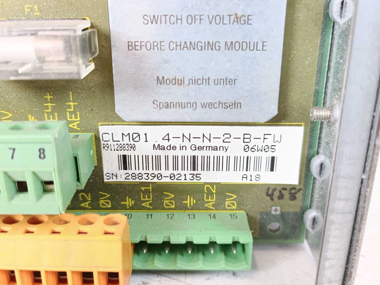 Rexroth Indramat R911288390 CLM01.4-N-N-2-B-FW Axis Positioning Control Module