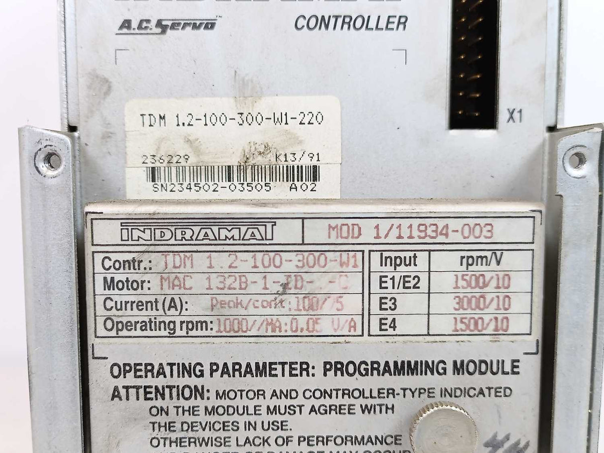 Indramat TDM1.2-100-300-W1-220 AC Servo Controller
