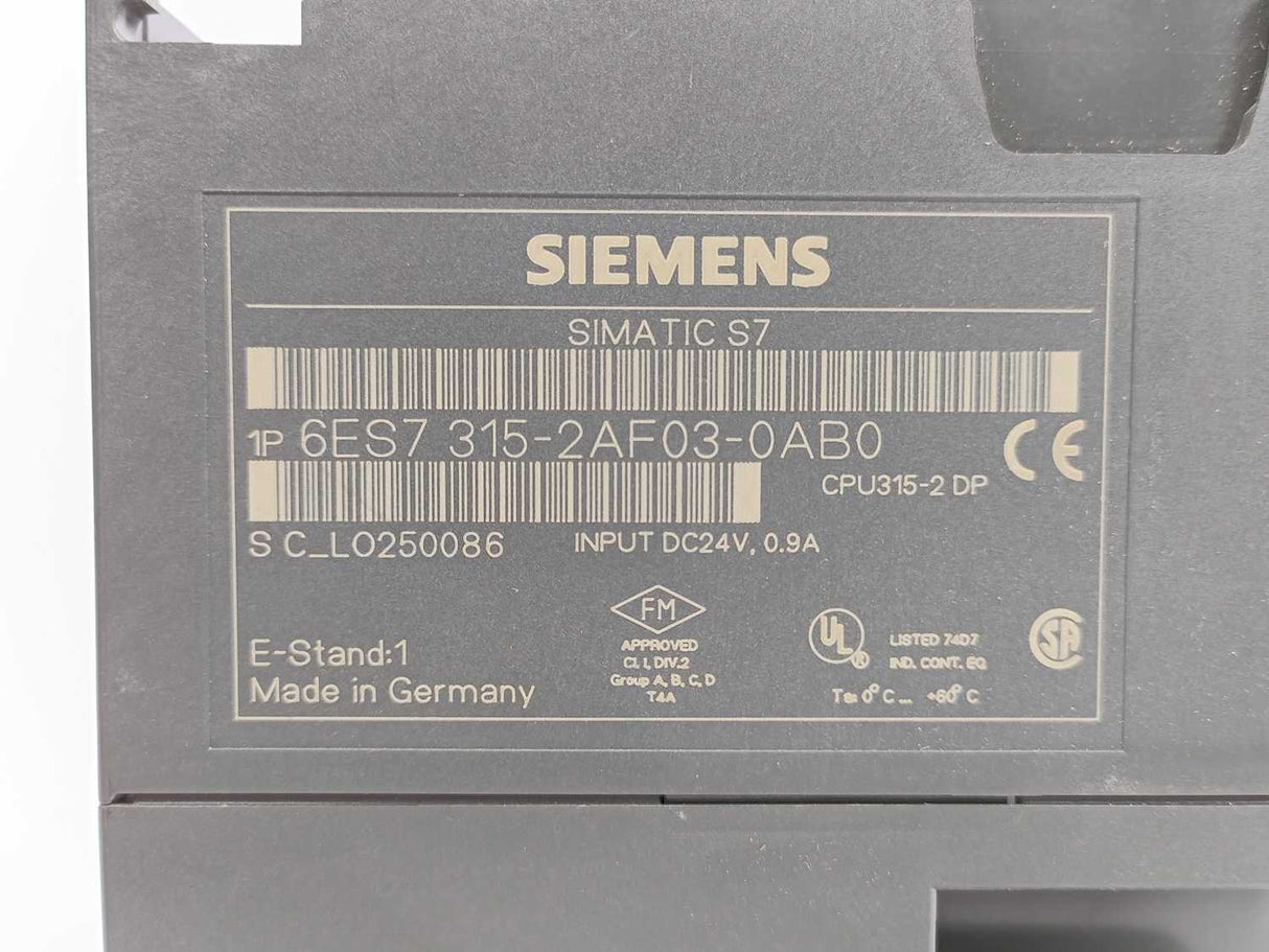 Siemens 6ES7315-2AF03-0AB0 Simatic S7-300 CPU315-2 DP