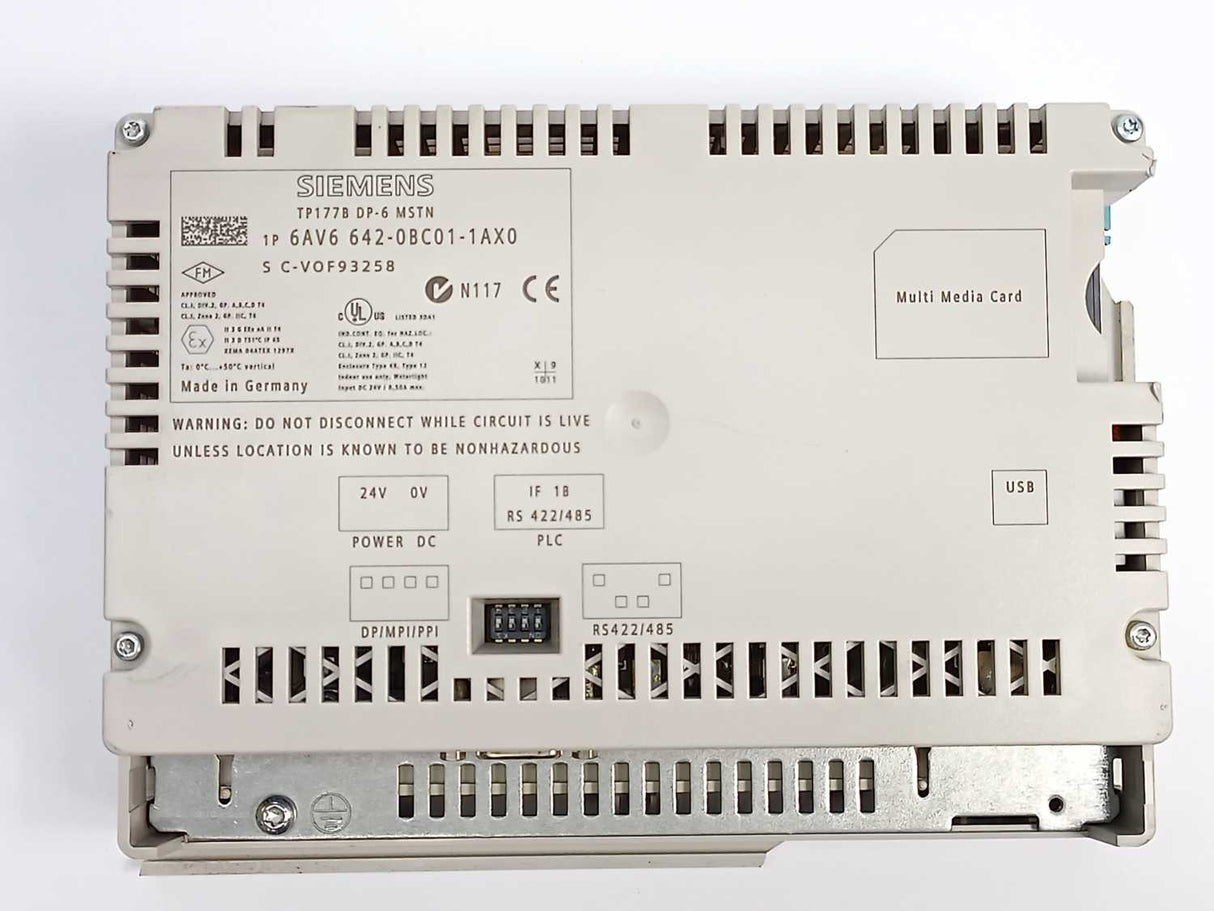 Siemens 6AV6 642-0BC01-1AX0 Simatic Touch Panel TP177B DP-6 MSTN - FOR PARTS