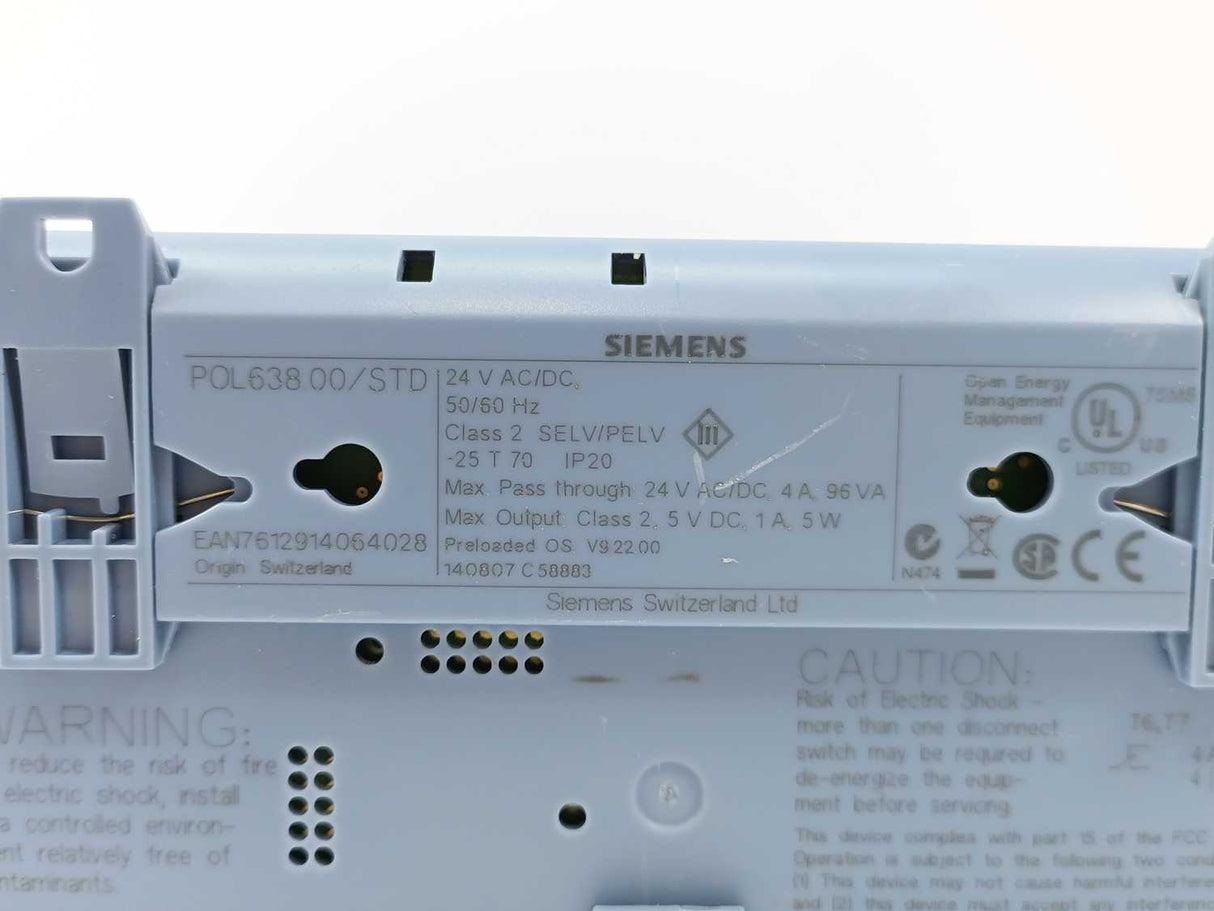 Siemens POL638.00/STD Climatix HVAC Controller