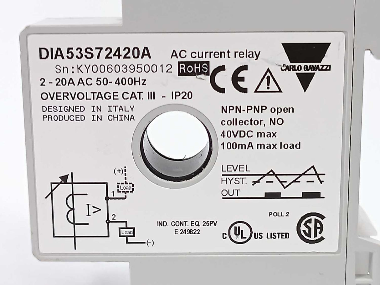 Carlo Gavazzi DIA53S72420A AC Current Relay