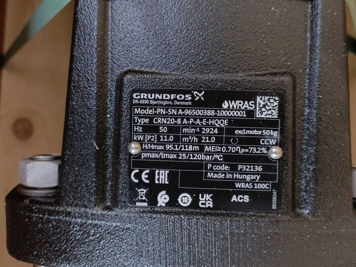 GRUNDFOS A-96500388 CRN20-8 A-P-A-E-HQQE Multistage Centrifugal Pump