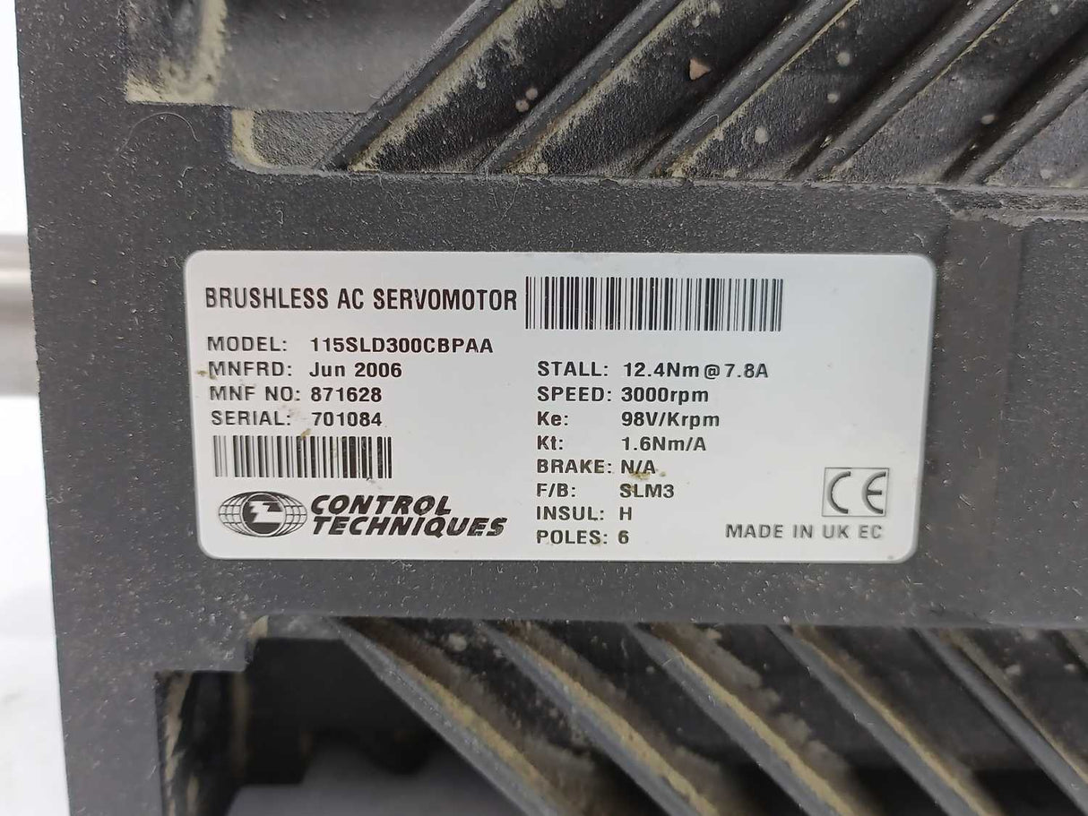 Control Techniques 115SLD300CBPAA Brushless AC Servomotor Unimotor SLM