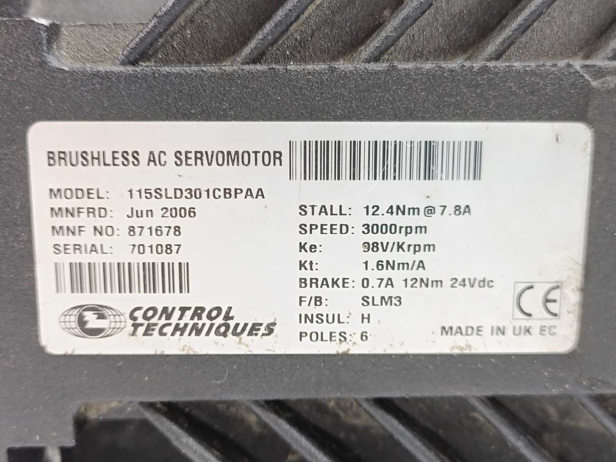 Control Techniques 115SLD301CBPAA Brushless AC Servomotor Unimotor SLM