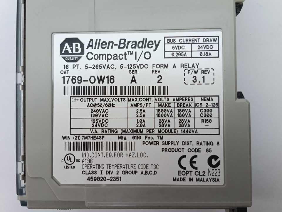 AB 1769-OW16 Ser. A Compact I/O 16 PT. 5-265VAC, 5-125VDC Form A Relay