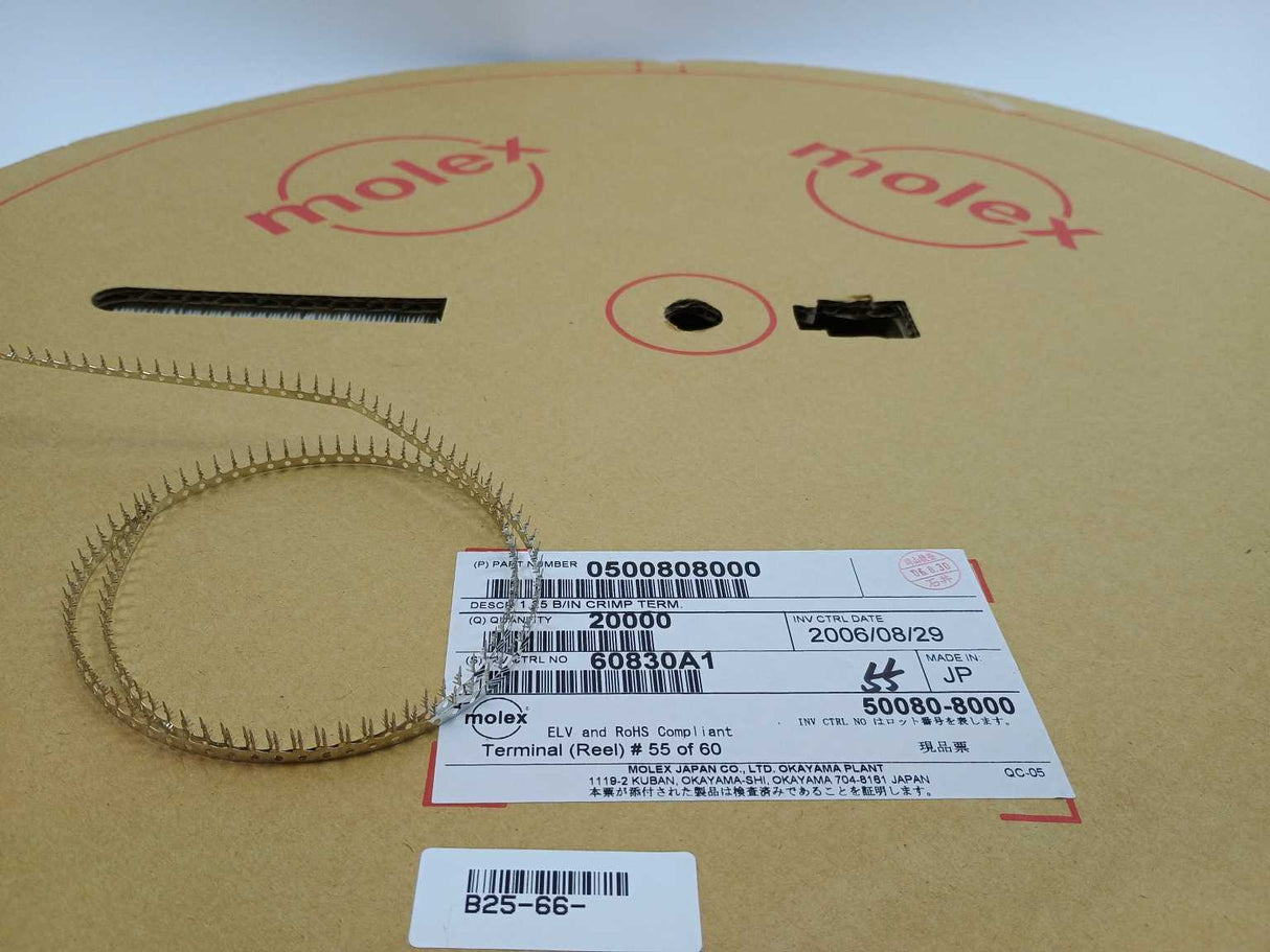 S60830A1 500808000 1.25mm Pitch Board-In Crimp Terminal, 26-28 AWG, 1000pcs