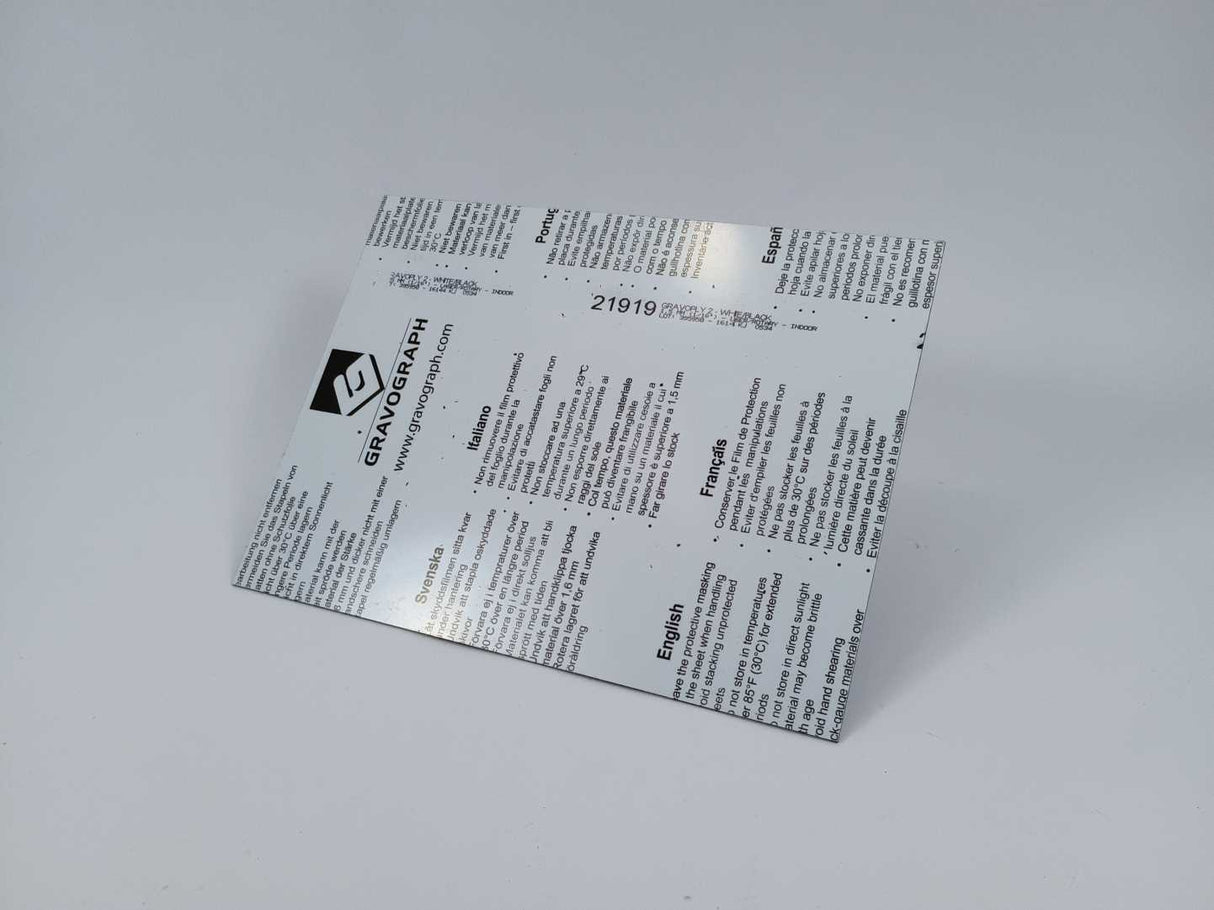 Gravograph 21919 Gravoply 2 15mm WHITE/BLACK 305x230mm