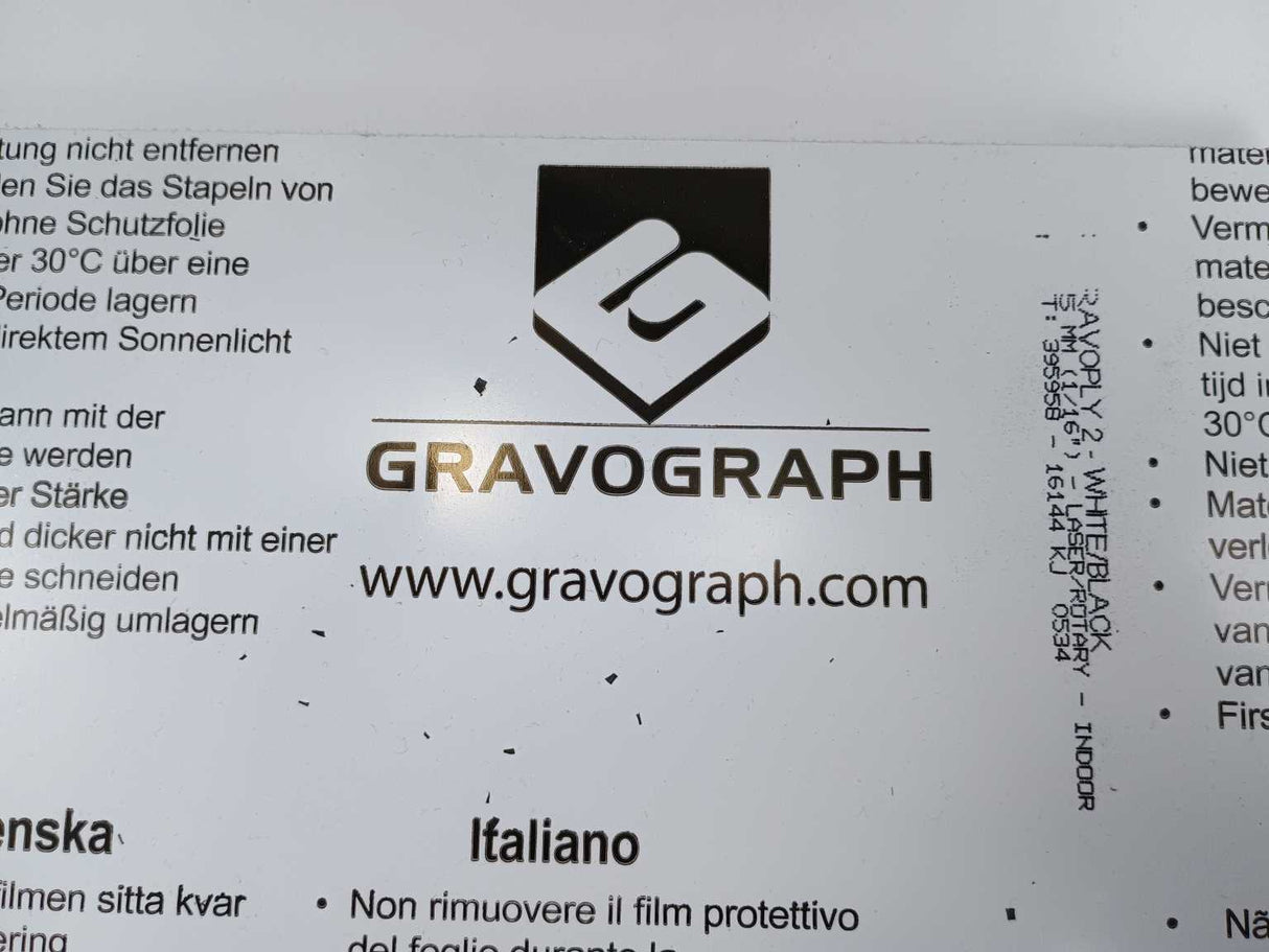 Gravograph 21919 Gravoply 2 15mm WHITE/BLACK 305x230mm