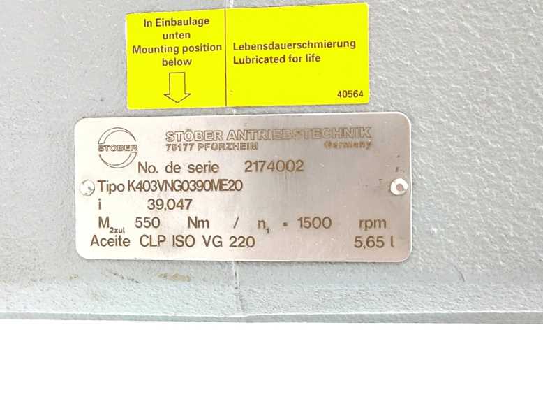 STOBER K403VNG0390ME20 Helical Bevel Gearbox w/ Motor Adapter. i=39,047