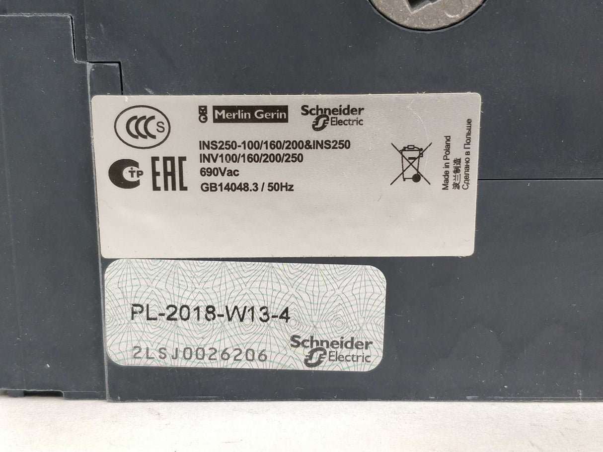Schneider Electric INS 250-100A. 31120 Switch Disconnector INS 250-100A