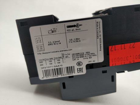 Siemens 3RV1011-0AA10 Circuit breaker 0,11 - 0,16A
