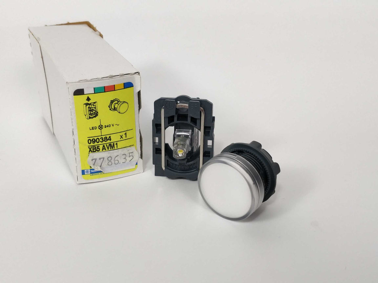 TELEMECANIQUE XB5AVM1 White complete pilot light Ø22 plain lens with integral