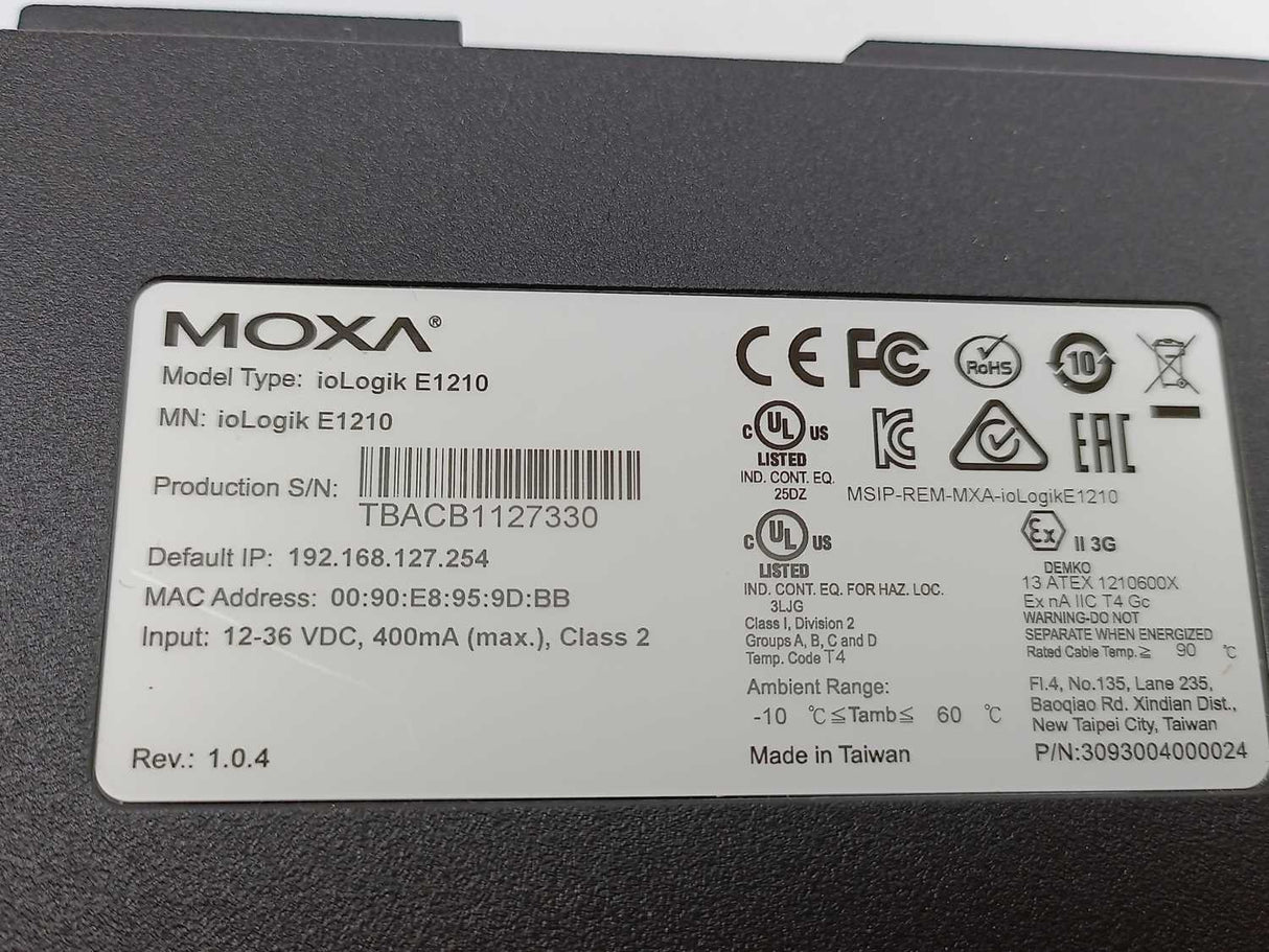 Moxa ioLogik E1210 Ethernet I/O Server 16xDI Modbus/TCP