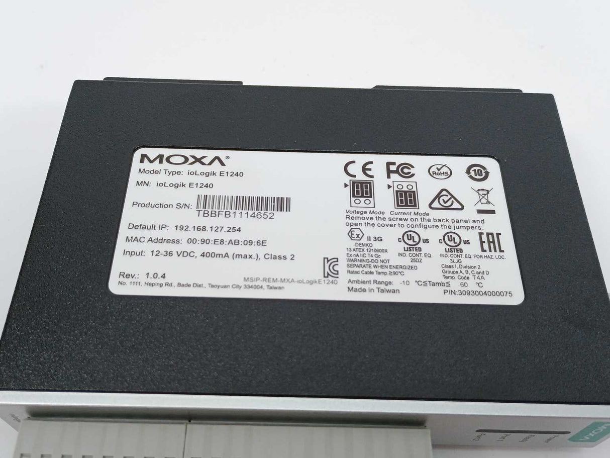 Moxa ioLogik E1240 Ethernet I/O Server 8xAI Modbus/TCP