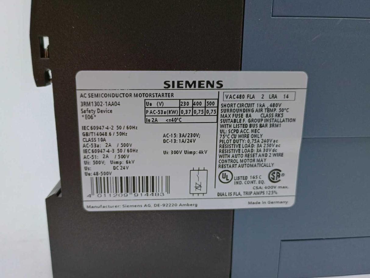 Siemens 3RM1302-1AA04 AC Semiconductor Motor Starter