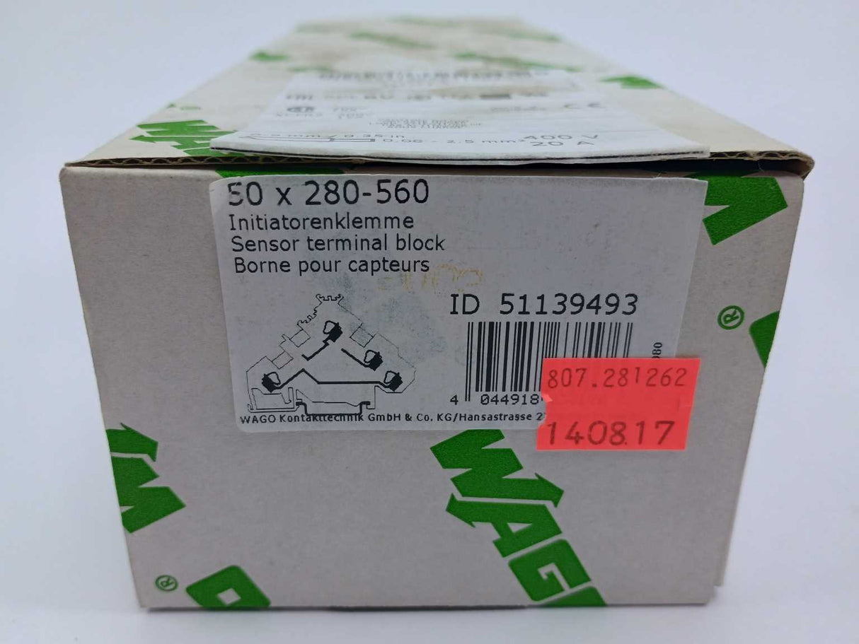 Wago 280-560 Rail Mount Terminal Block 50 Pcs