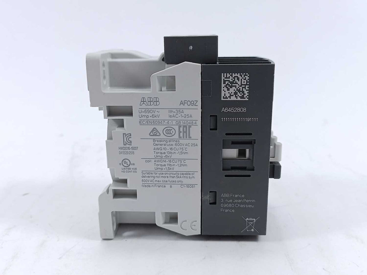 ABB AF09Z-22-00-21 1SBL136501R2100 4 Pole Contactor 20-60 VDC Coil