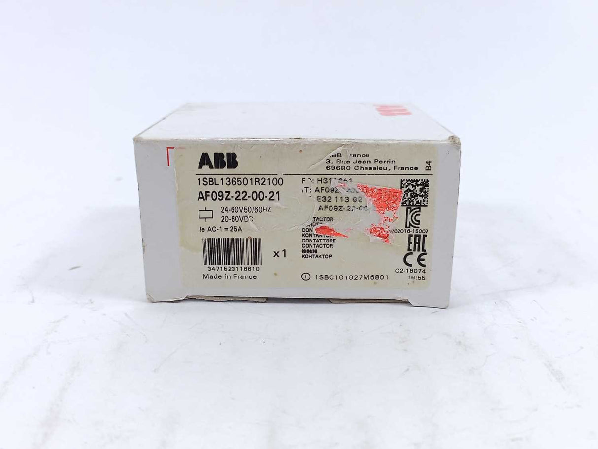 ABB AF09Z-22-00-21 1SBL136501R2100 4 Pole Contactor 20-60 VDC Coil