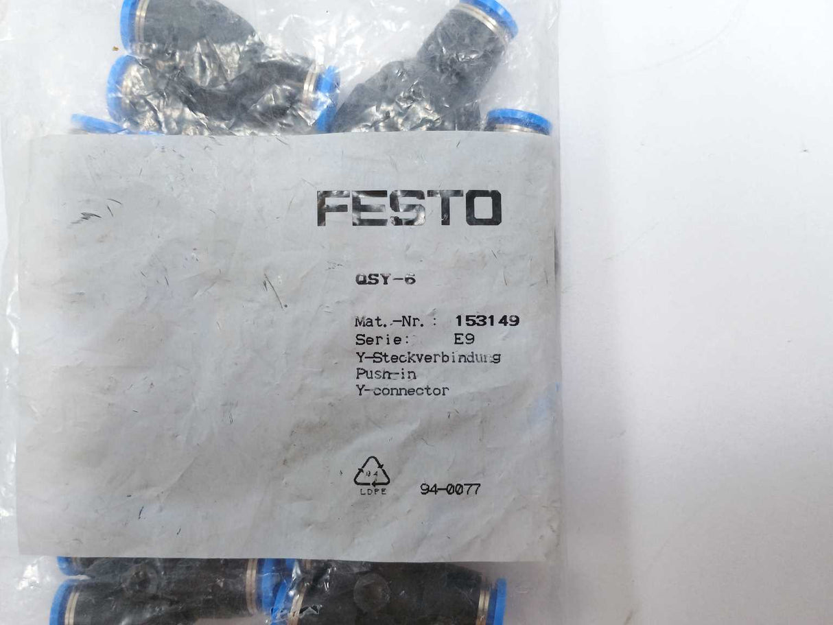 Festo 153149 QSY-6, Push-In y-connector 10 Pcs.