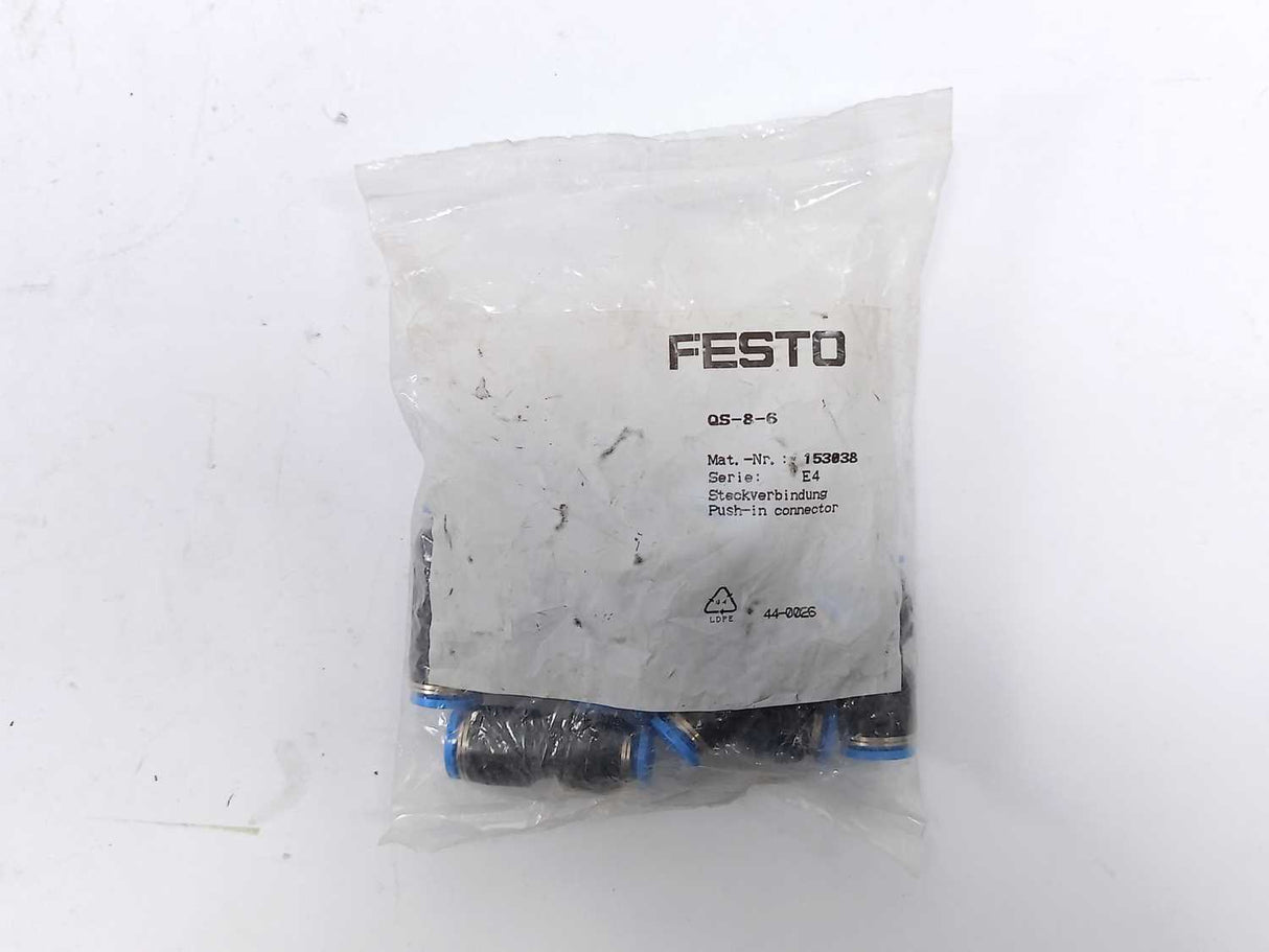 Festo 153038 QS-8-6 Push-In Connector 10 Pcs.