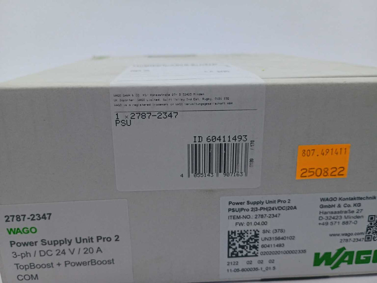 Wago 2787-2347 Power Supply Unit Pro 2 PSU 24V 20A