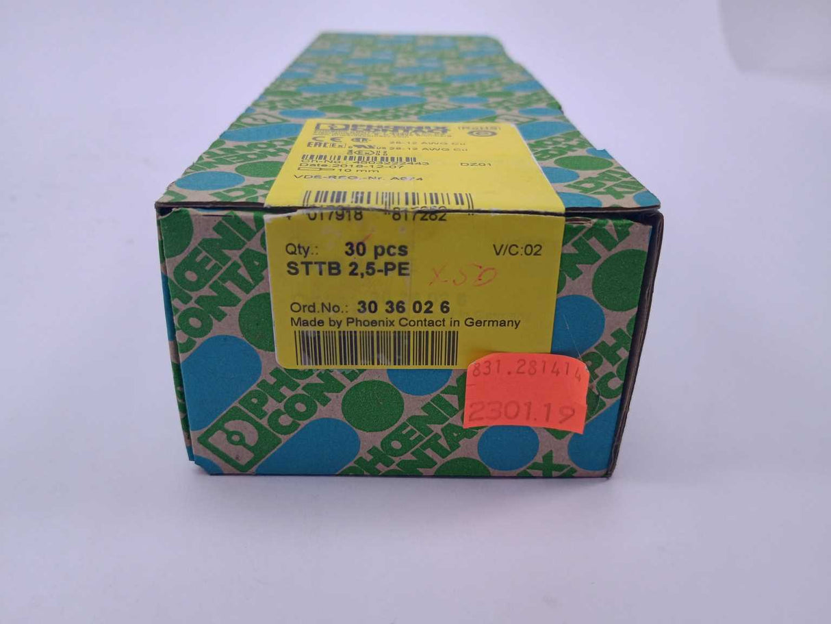 Phoenix Contact 3036026 STTB 2,5-PE TERMINAL BLOCKS 50 Pcs.