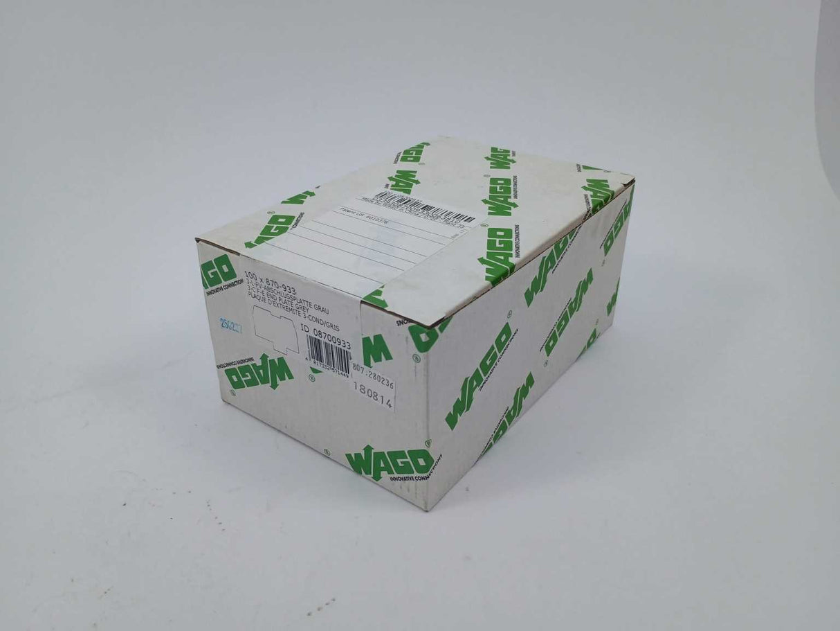 Wago 870-933 3-C F-E END PLATE GREY 100 Pcs