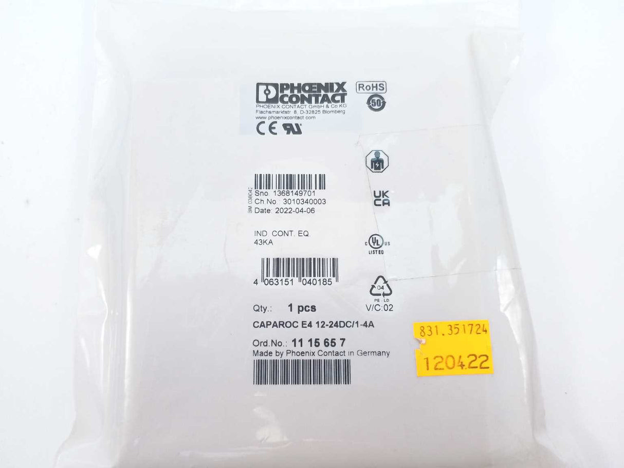 Phoenix Contact 1115657 CAPAROC E4 12-24DC/1-4A