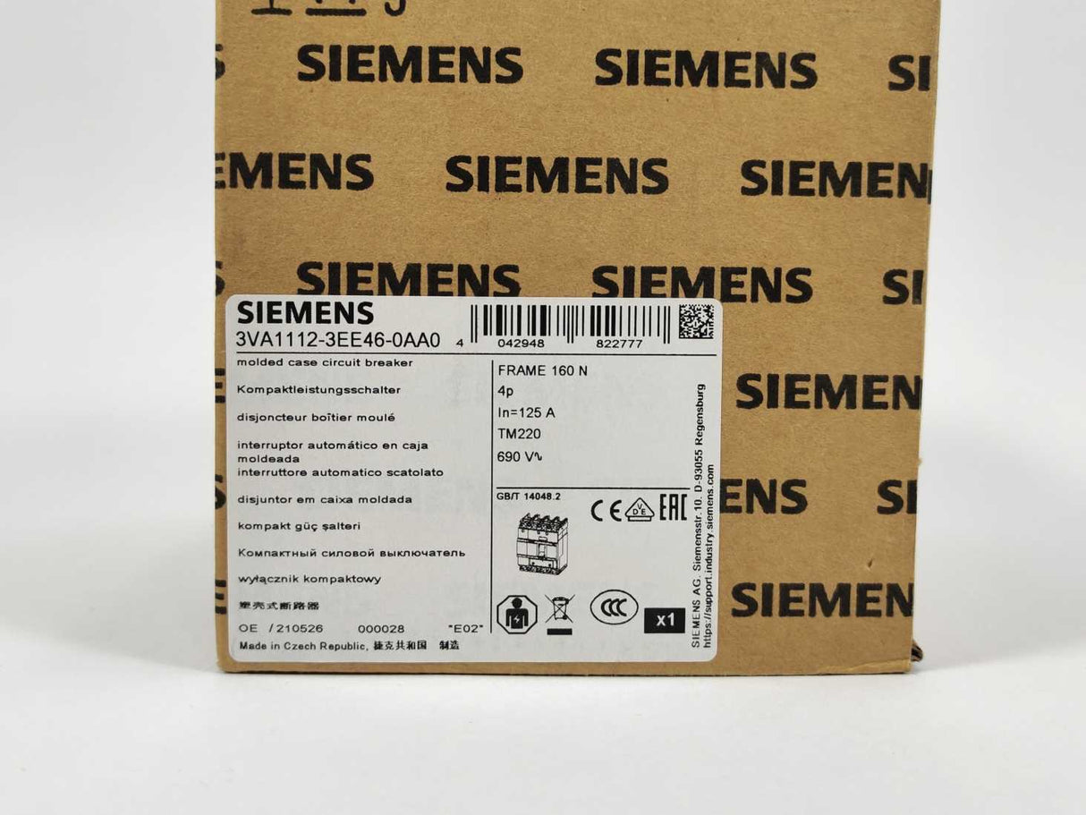 Siemens 3VA1112-3EE46-0AA0 Molded case circuit breaker 3VA1