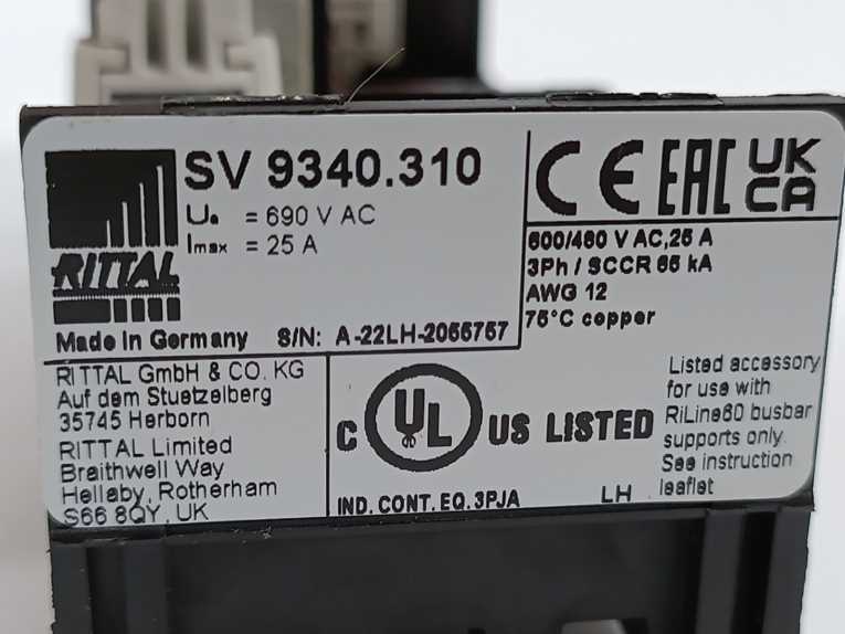 Rittal SV 9340.310 25A, 690V~