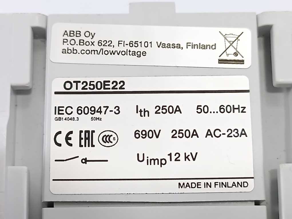 ABB 1SCA022723R0140 OT250E22 Switch disconnector