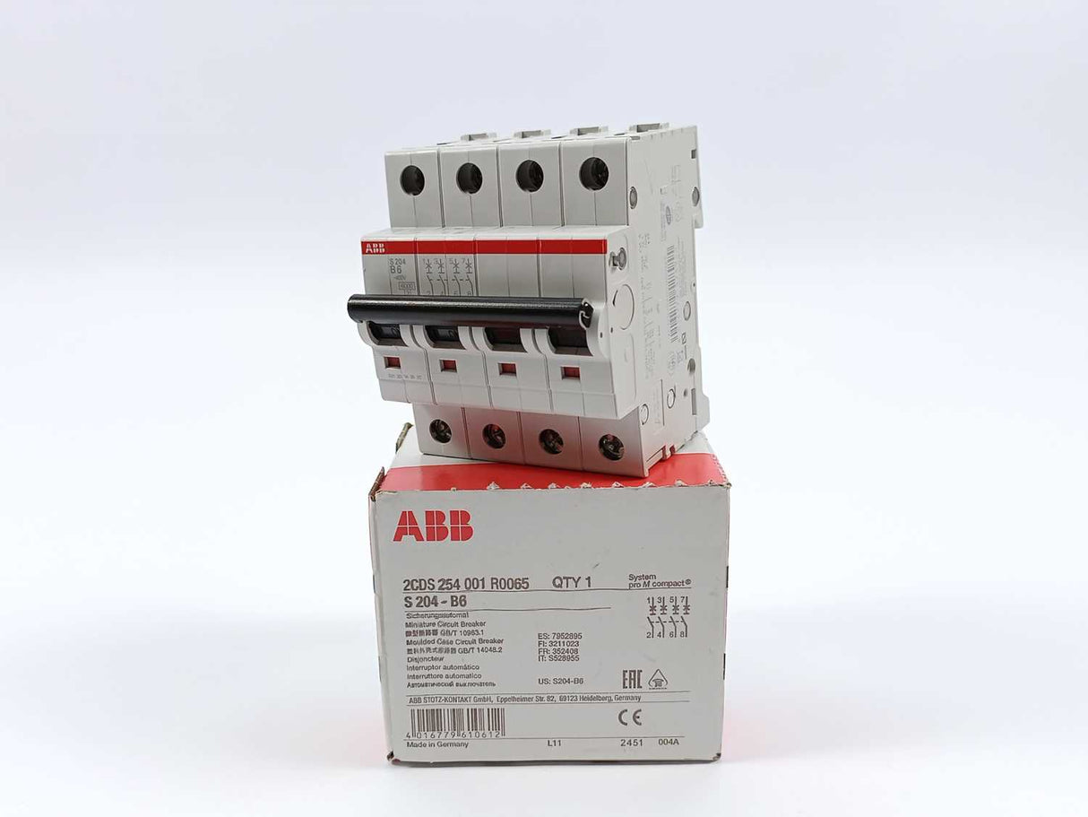 ABB 2CDS254001R0065 Miniature Circuit Breaker S204-B6