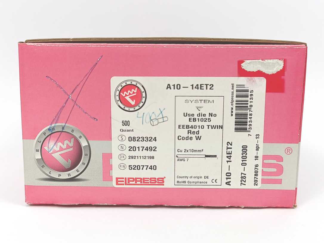 ELPRESS 7287-010300 A10-14ET2 TWIN Terminal Tube 400 Pcs. Batch