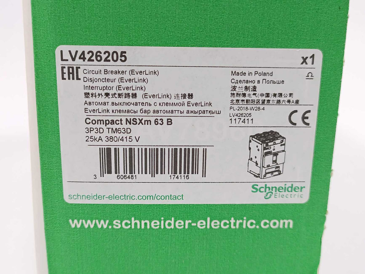 Schneider Electric LV426205 ComPact NSXm63B Circuit Breaker