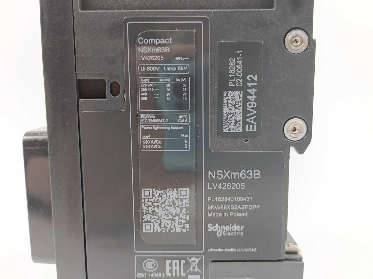 Schneider Electric LV426205 ComPact NSXm63B Circuit Breaker