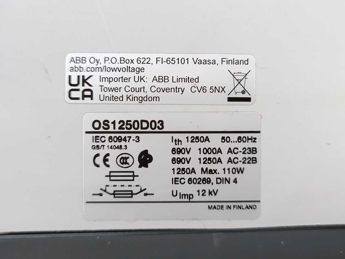 ABB OS1250D03P 1SCA105475R1001 Switch Fuse