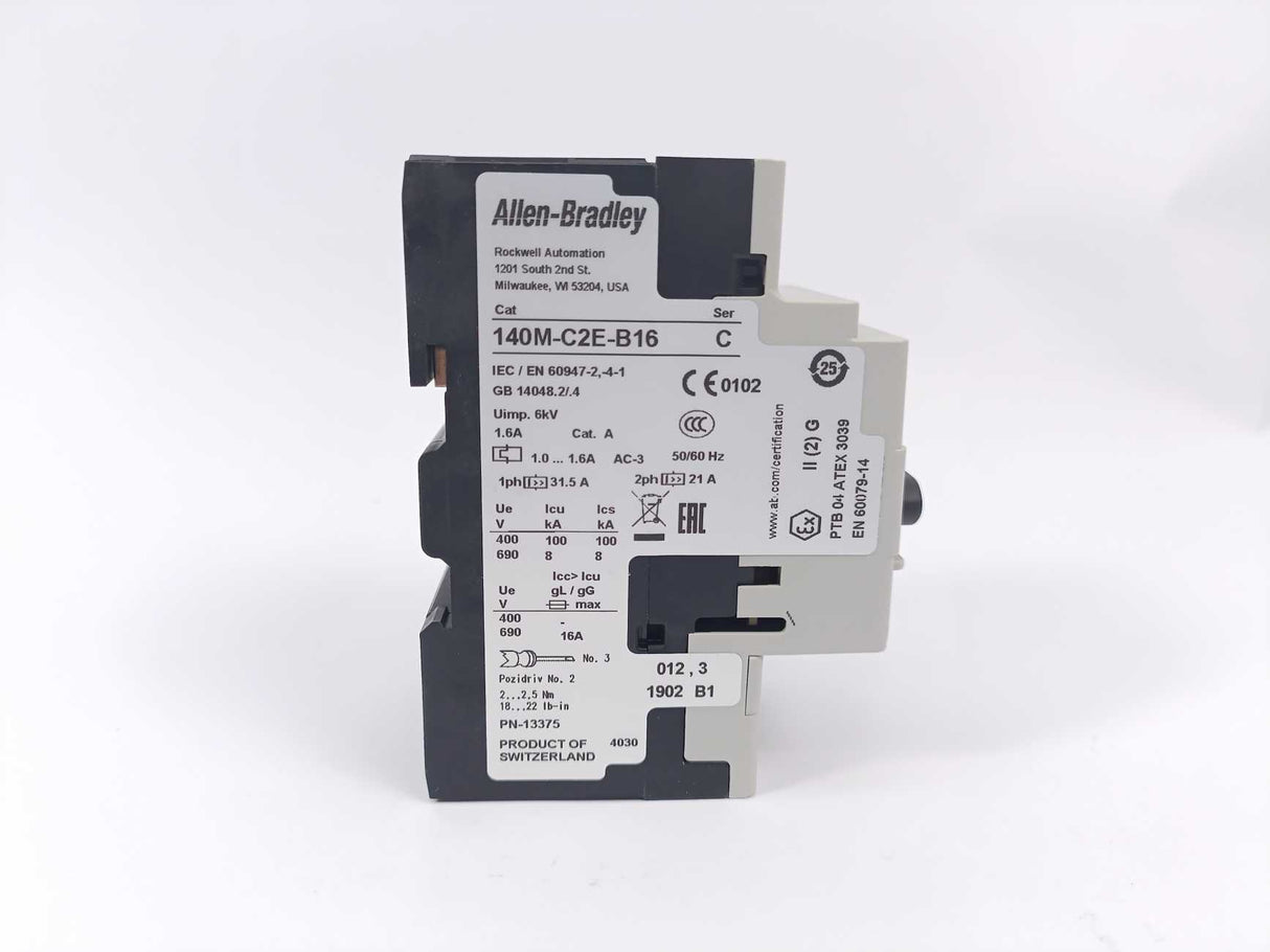 AB 140M-C2E-B16 Motor Protection Circuit Breaker, Ser. C. 1-1.6 a