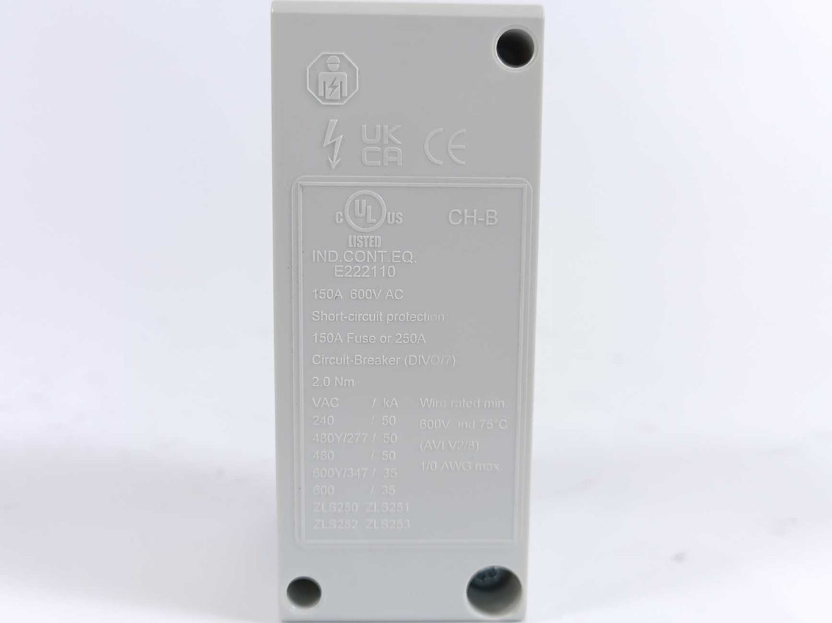 ABB 2CCV672502R0001 L2 ZLS252 Incoming Terminal Feeder Component, Batch of 6 Pcs