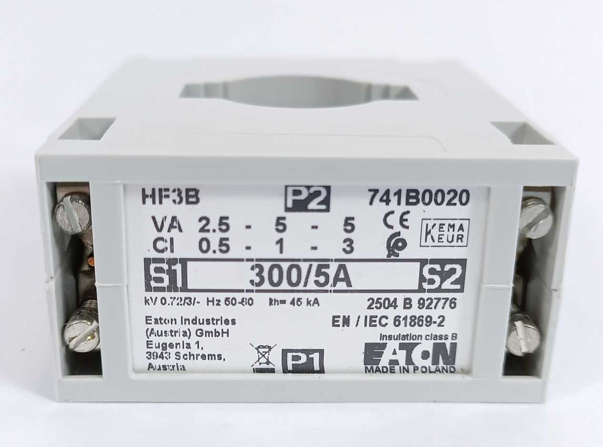 Eaton 741B0020 Through-Feed Current Transformer, 300 A / 5 A